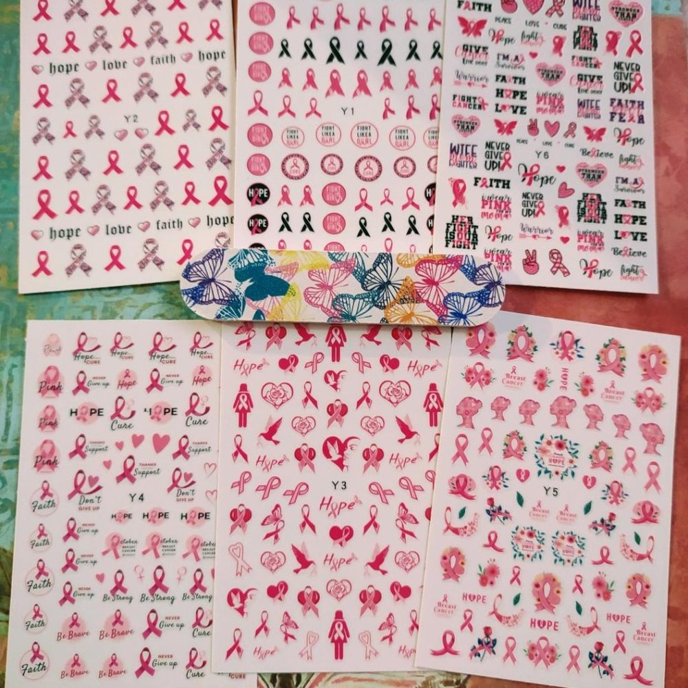SOLD! NEW! Breast Cancer/Pink Ribbon Awareness Nail Decals Set of 6
